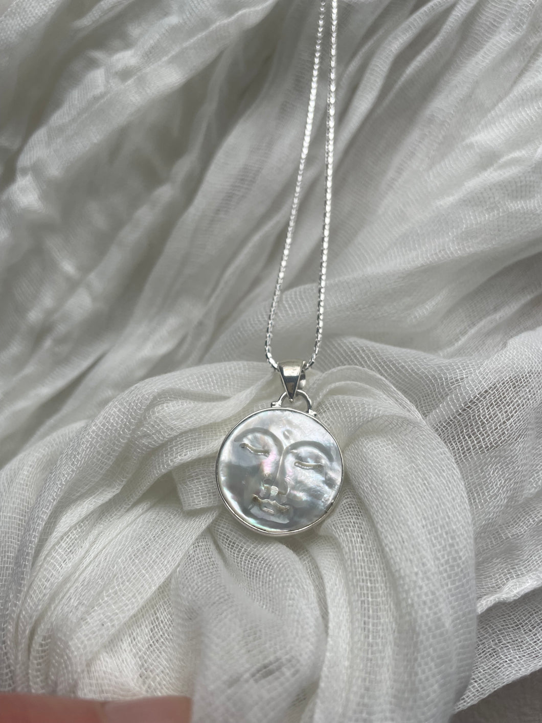 The Standard Moon face Mother of Pearl Necklace