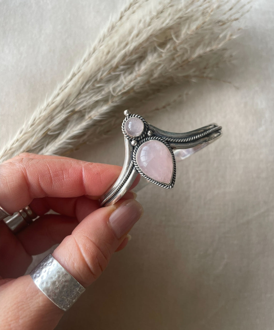 The Stevie Cuff Rose Quartz