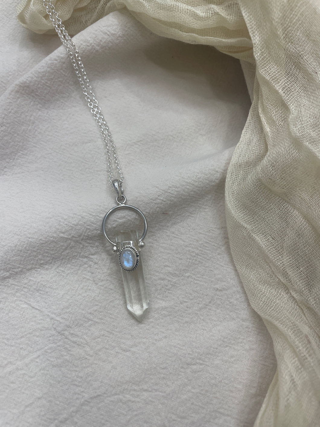 NEW The Halo Moonstone & Quartz Point necklace