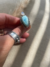 Load image into Gallery viewer, NEW - The Ocean Floor Collection - Larimar and Luna Moonstone Ring size S
