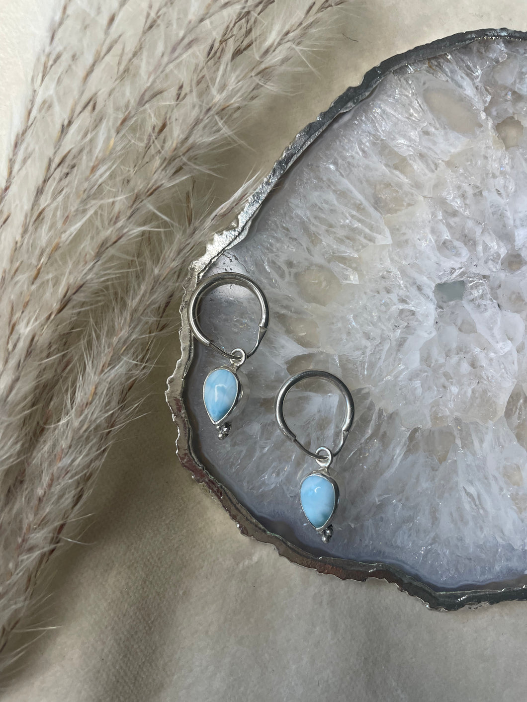 Larimar Drop Hoop Earrings