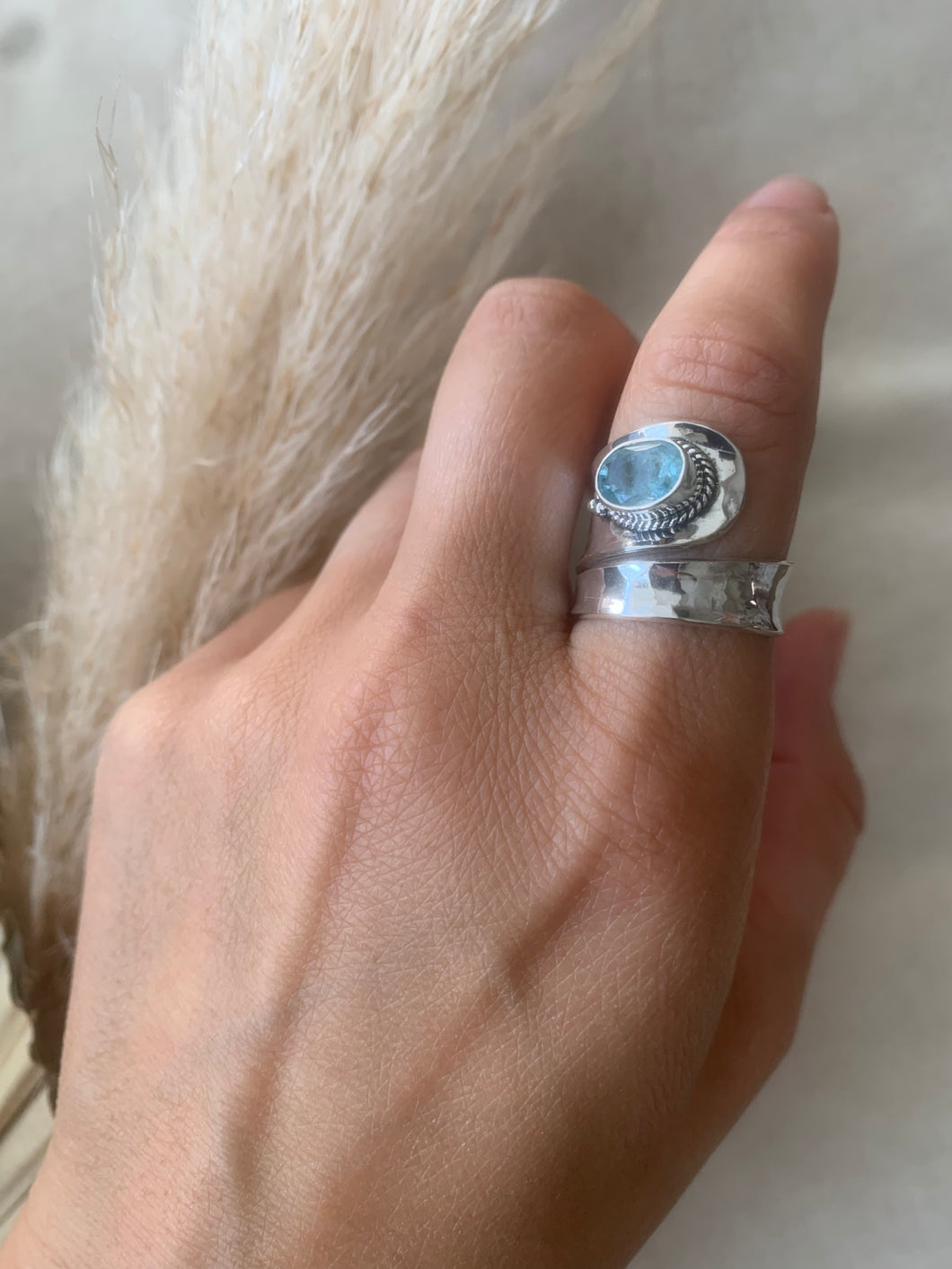 The Aquamarine Wave Ring